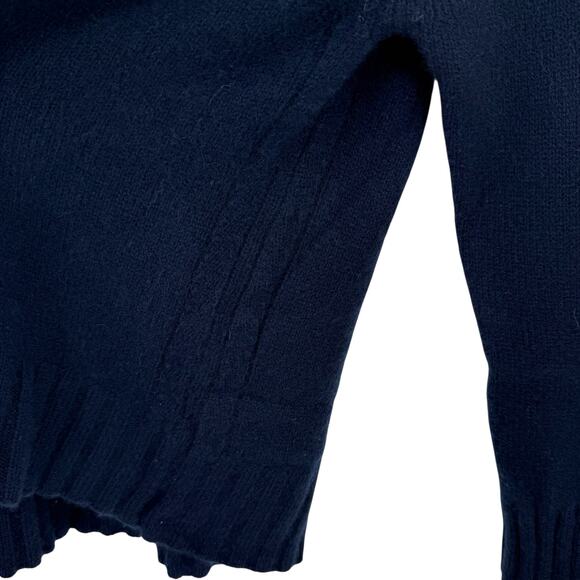 Skull Cashmere 100% Cashmere Sweater Navy Mock Neck Boxy Raglan M Oversized - Picture 4 of 6